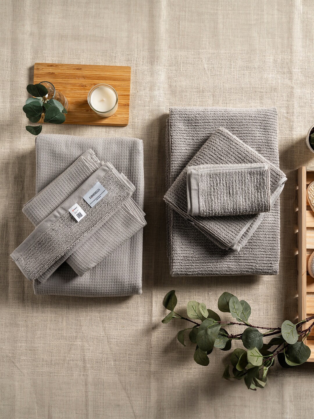 

DAMENSCH Set Of 6 600GSM Waffle Egyptian Cotton and Terry Texture Towel Set, Grey