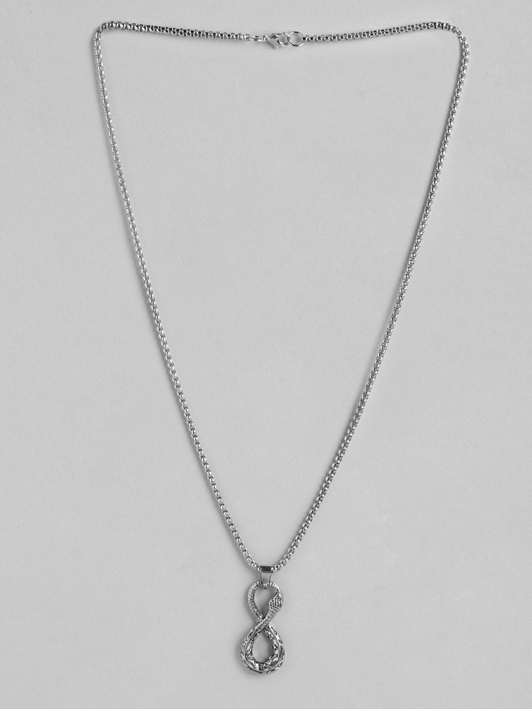 

PARIS HAMILTON Rhodium-Plated Stainless Steel Infinity Loop Shaped Pendant With Chain, Silver
