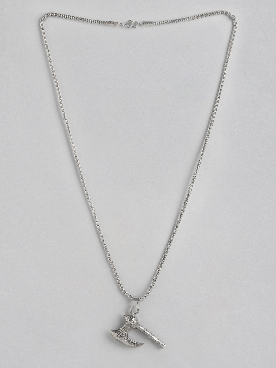 

PARIS HAMILTON Rhodium-Plated Stainless Steel Axe Shaped Pendant With Chain, Silver