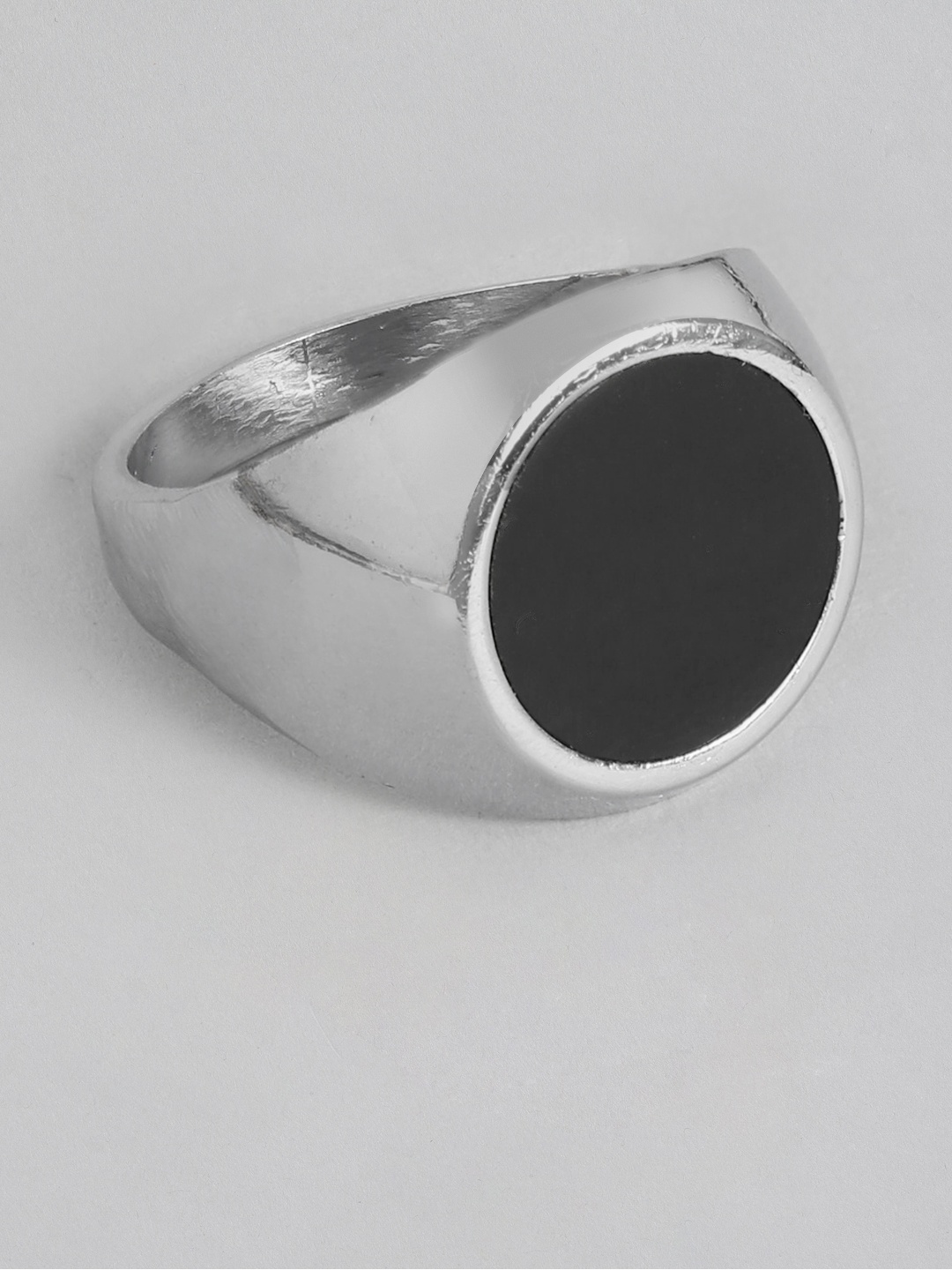 

PARIS HAMILTON Men Silver-Plated Stainless Steel Artificial Stone Round Finger Ring