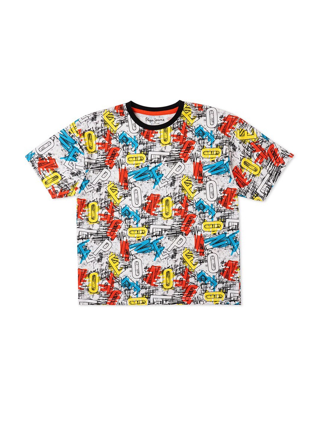 

Pepe Jeans Boys Typography Printed Round Neck Pure Cotton T-shirt, White