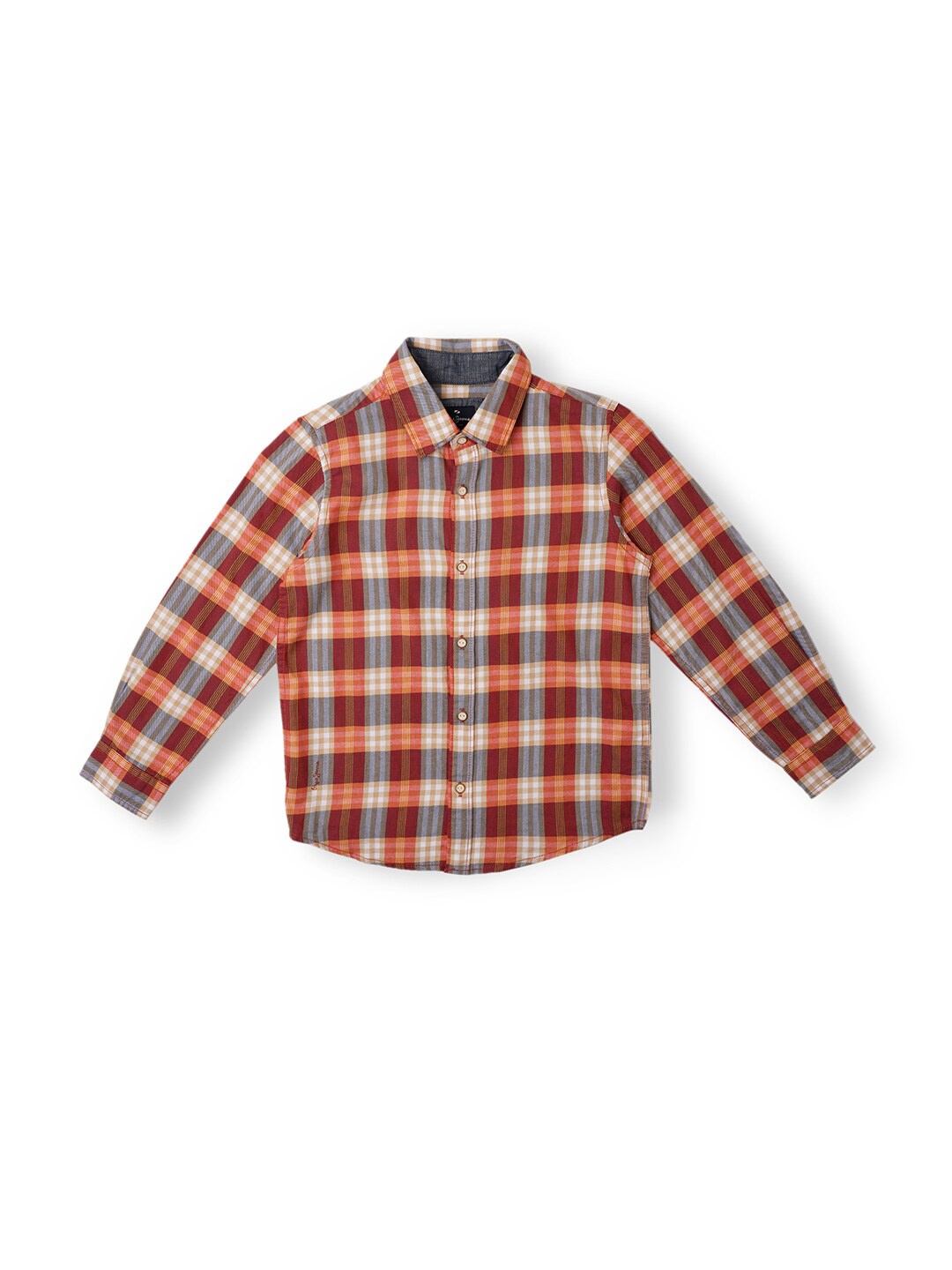 

Pepe Jeans Boys Checked Twill Cotton Casual Shirt, Red