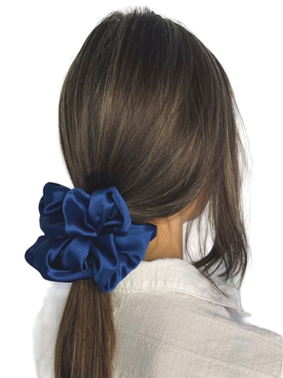 

Mueras Extra Large Silk Satin Scrunchies, Navy blue