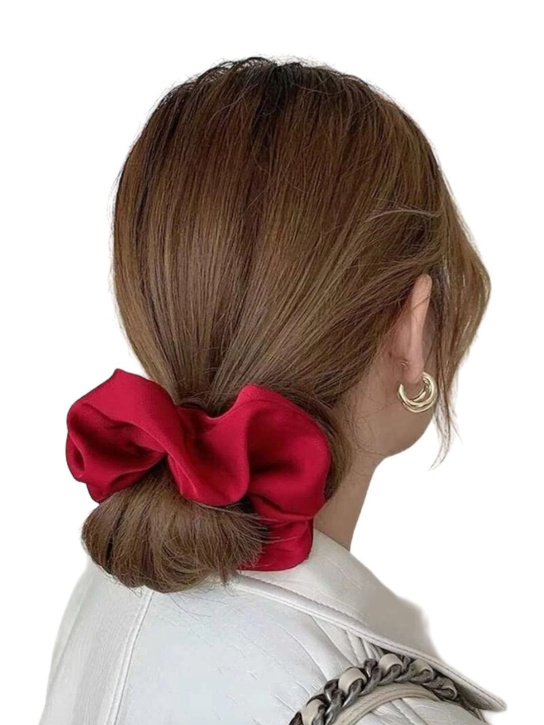 

Mueras Extra Large Silk Satin Scrunchie in Maroon