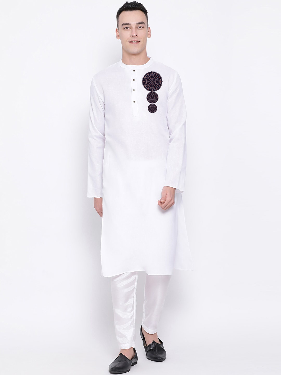 

DEVOILER Ethnic Motifs Printed Mandarin Collar Kurta, White