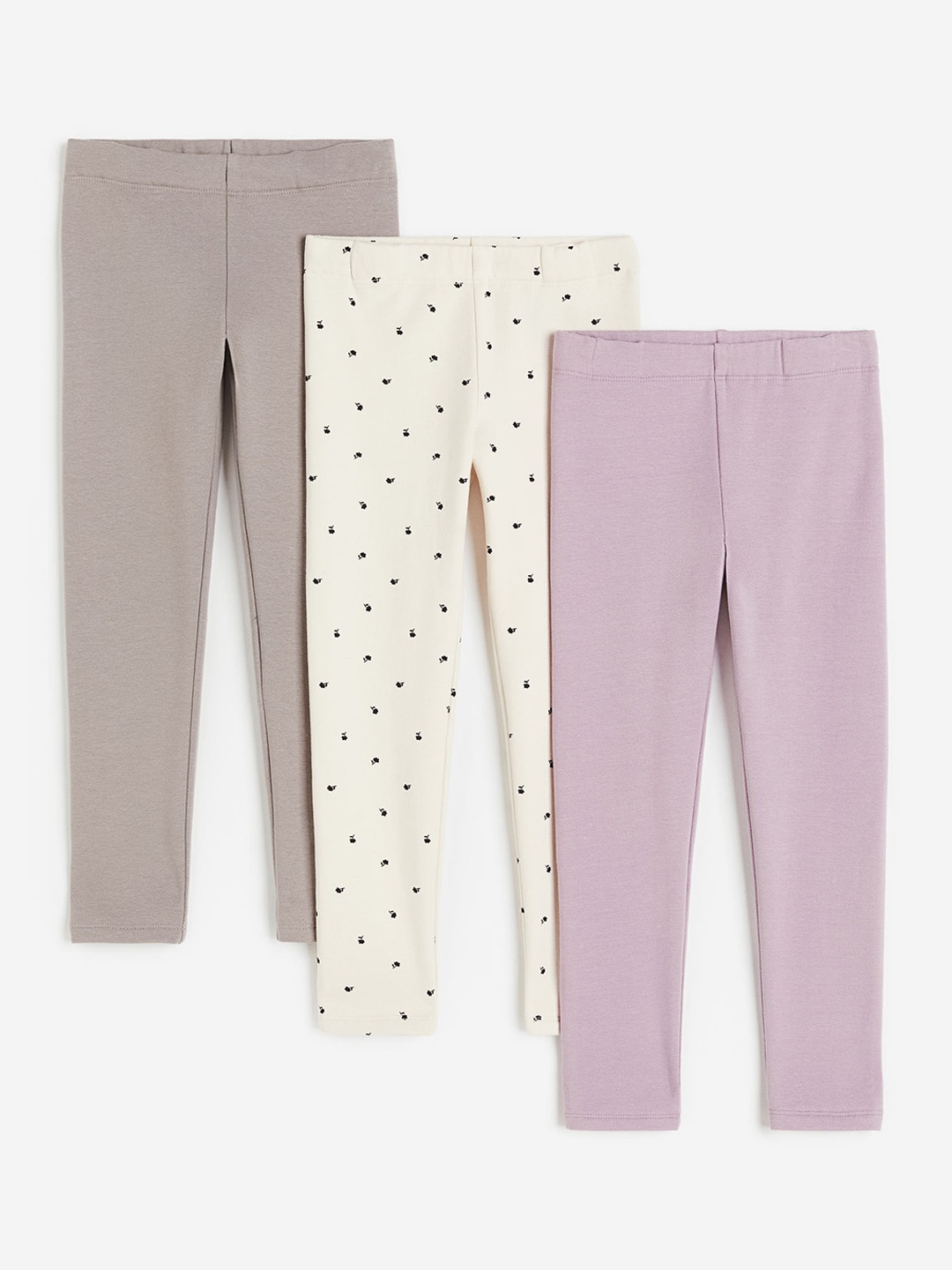 

H&M Girls 3-Pack Heavy Jersey Leggings, Purple