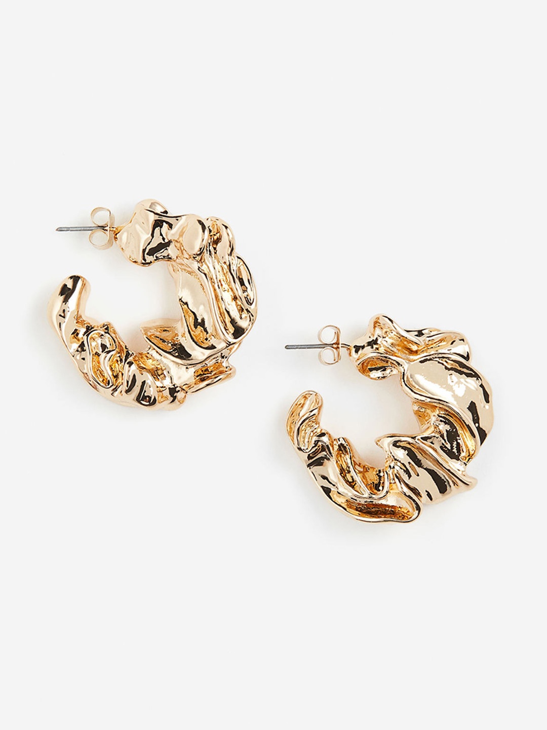 

H&M Crinkled Hoop Earrings, Gold