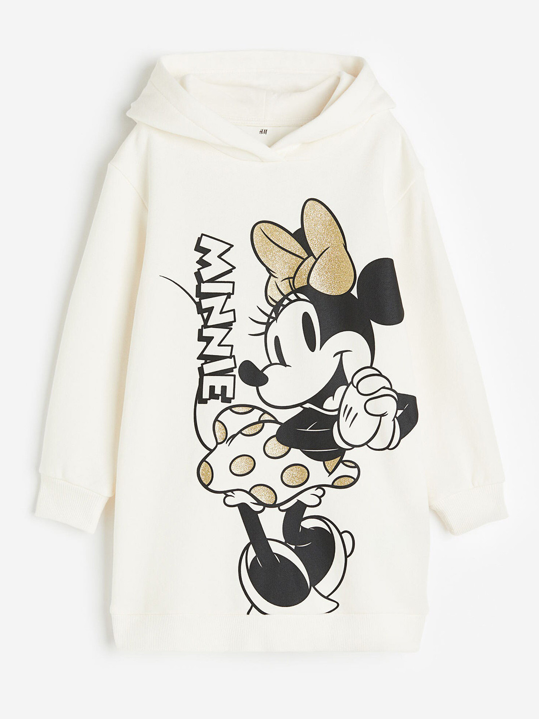 

H&M Girls Hooded Minnie Mouse Printed Sweatshirt Dress, White