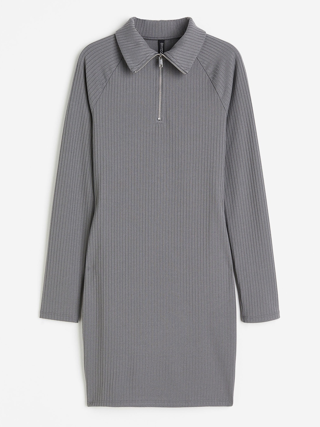 

H&M Women Zip-Top Ribbed Dress, Grey