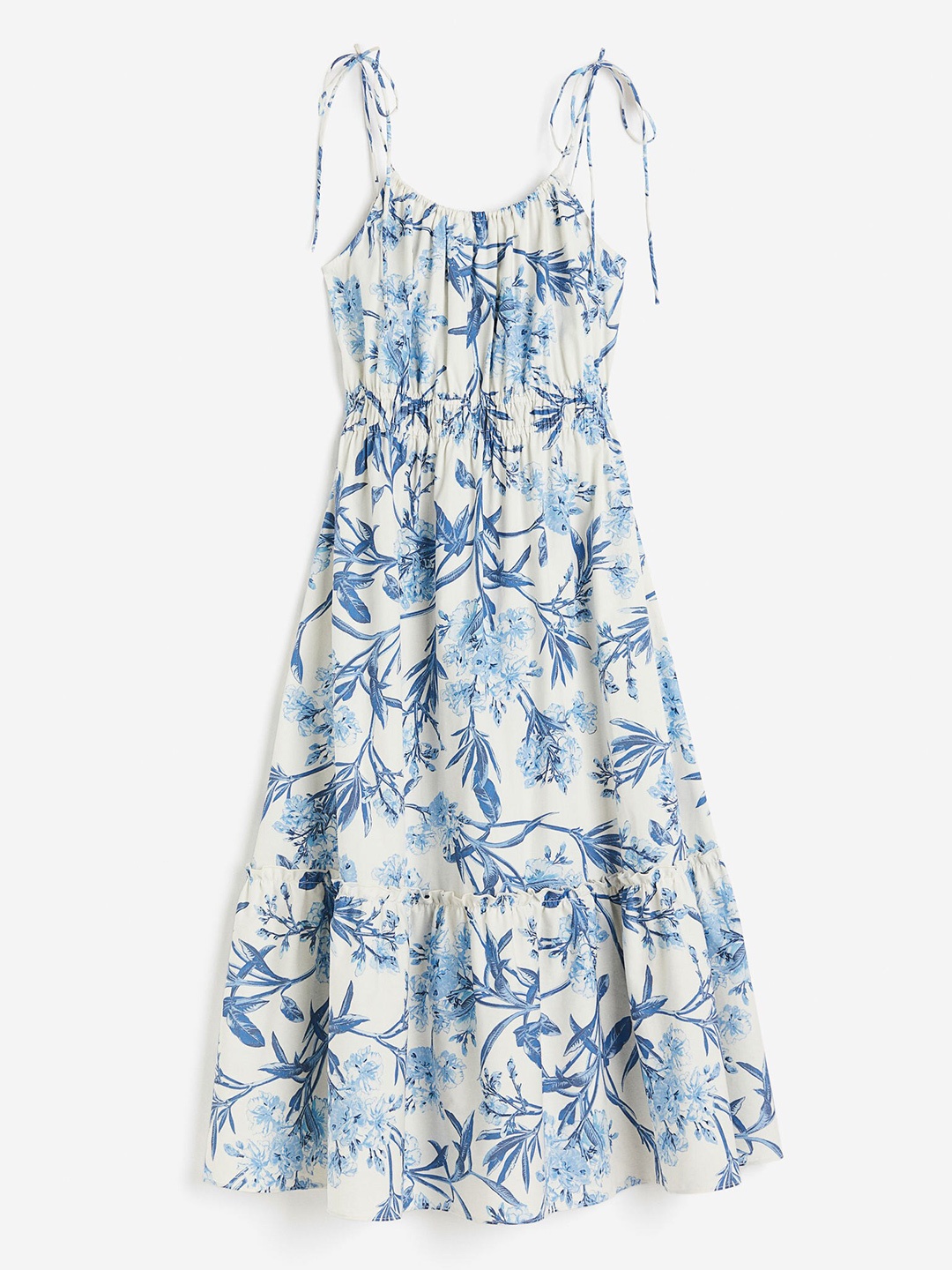 

H&M Women Pure Cotton Tie-Strap Dress, Blue