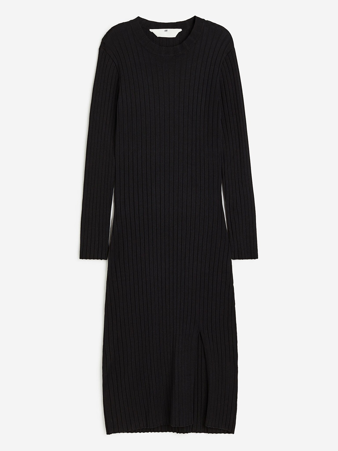 

H&M Girls Rib-Knit Midi Dress, Black