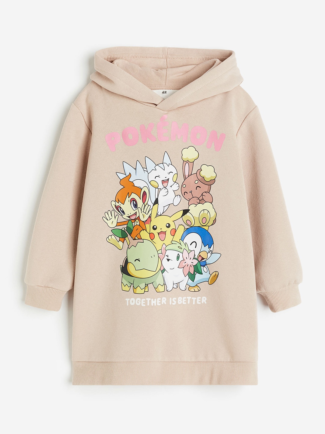 

H&M Girls Hooded Sweatshirt Dress, Beige