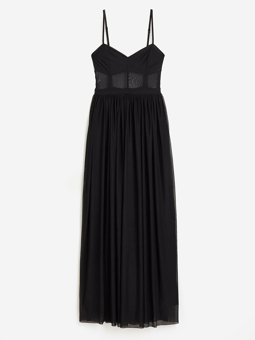 

H&M Women Corset-Style Mesh Maxi Dress, Black