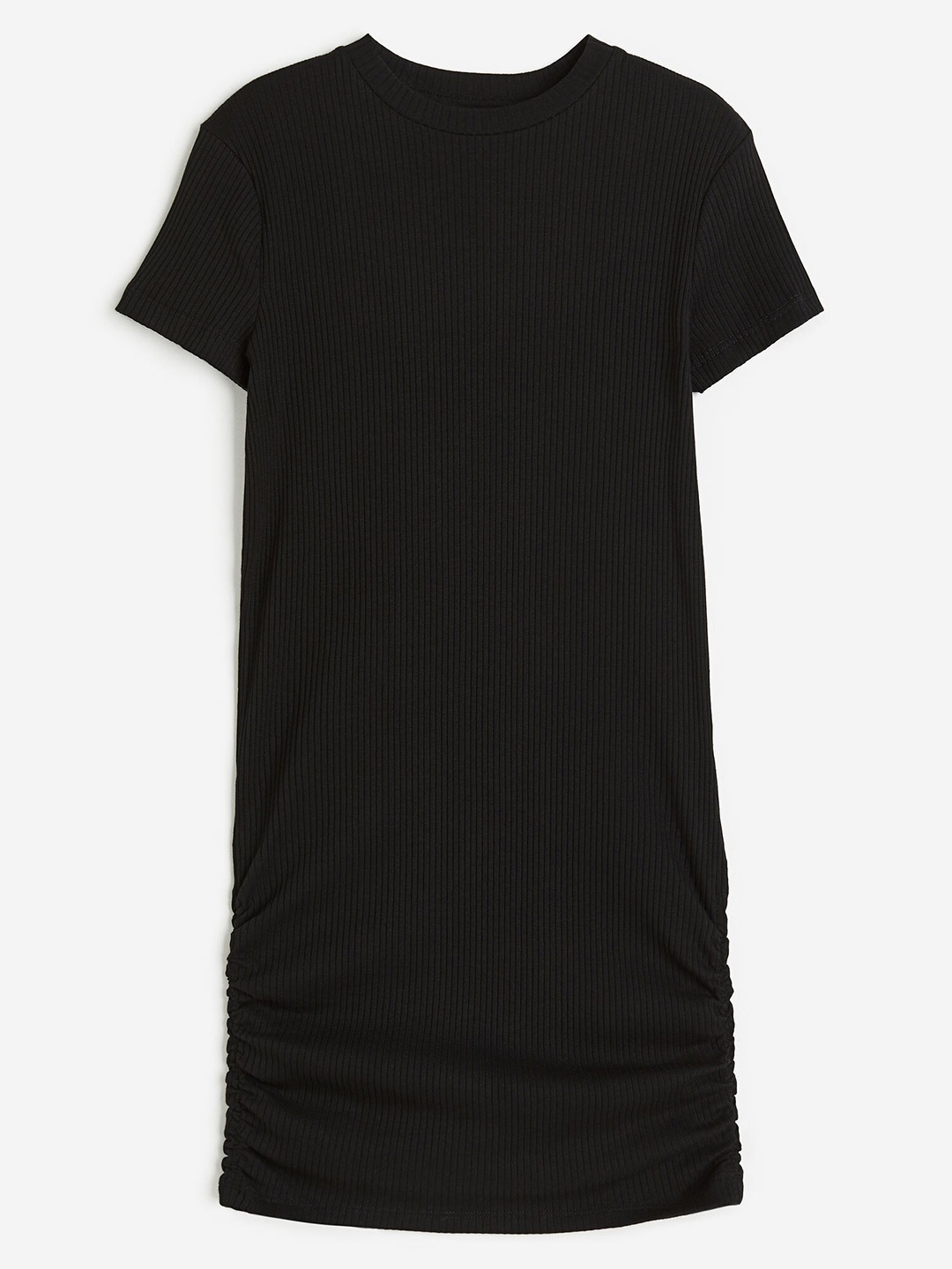 

H&M Girls Ribbed Jersey Dress, Black