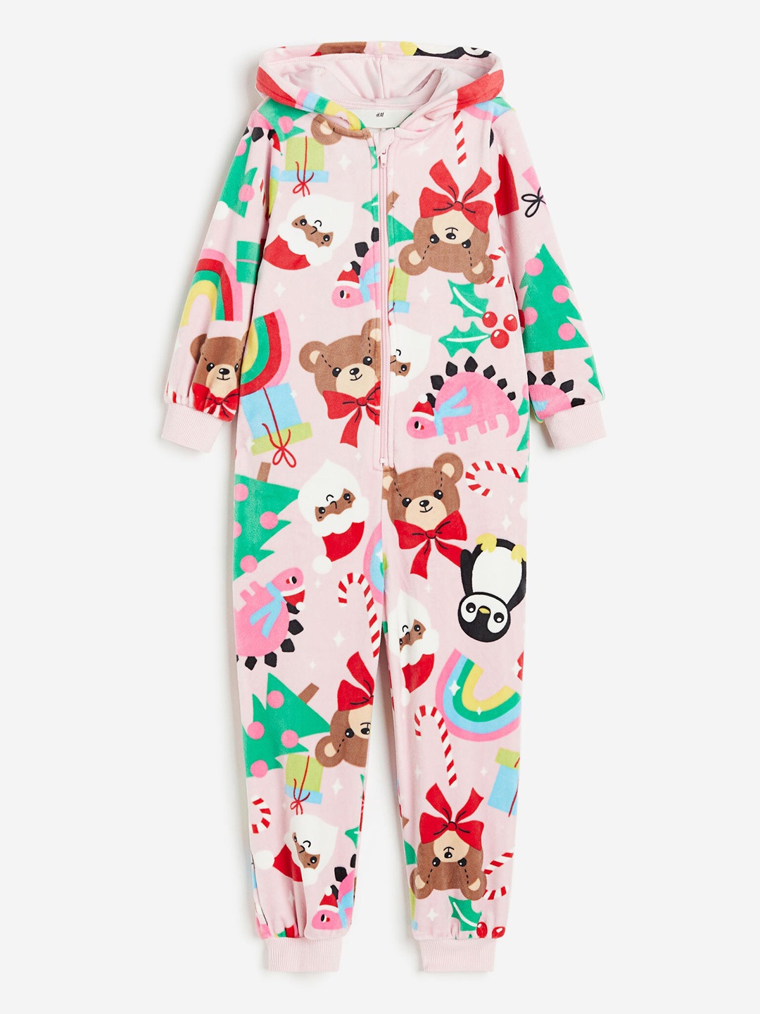 

H&M Girls Patterned Fleece All-In-One Suit, Pink