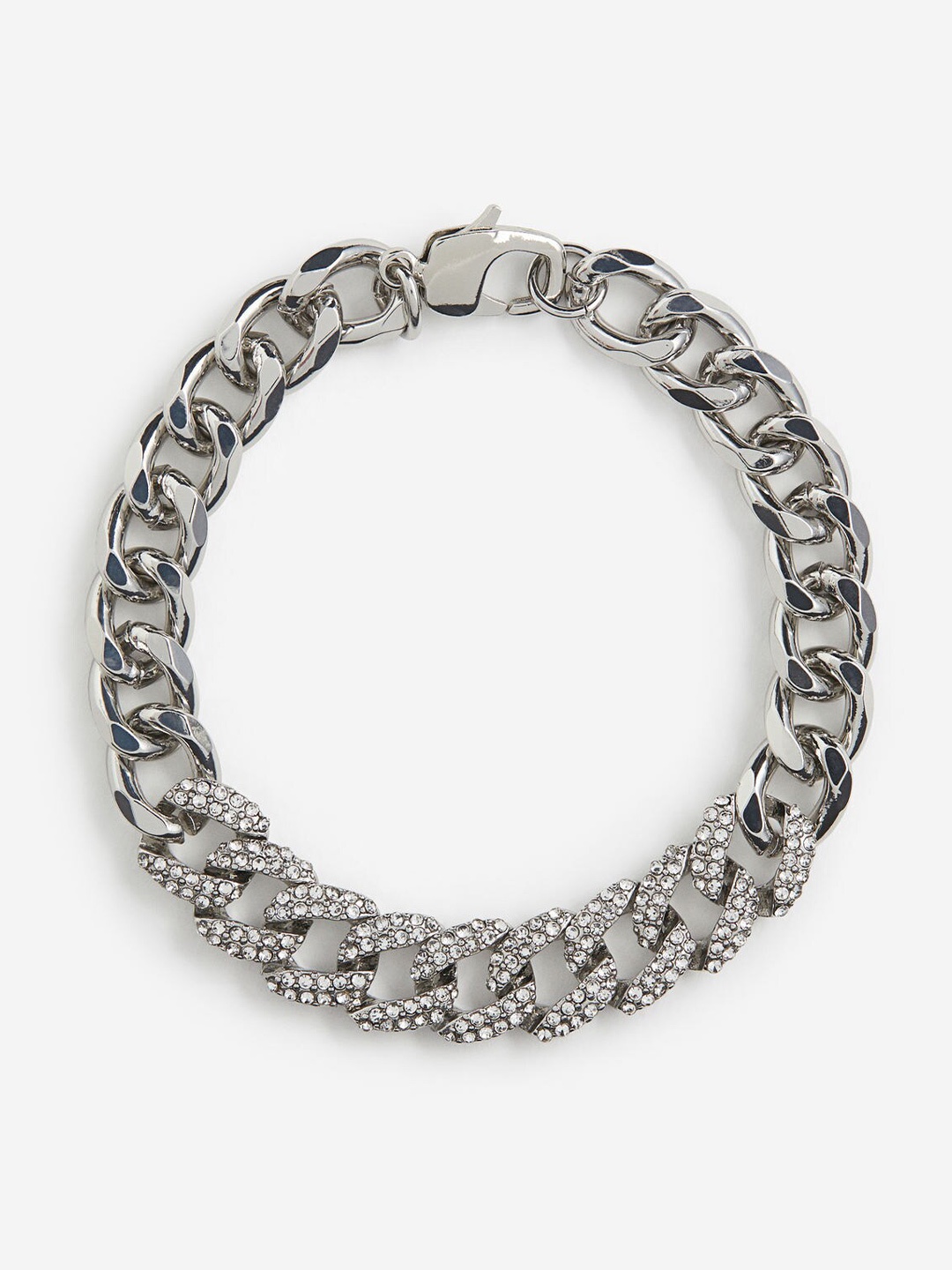 

H&M Men Rhinestone Bracelet, Silver