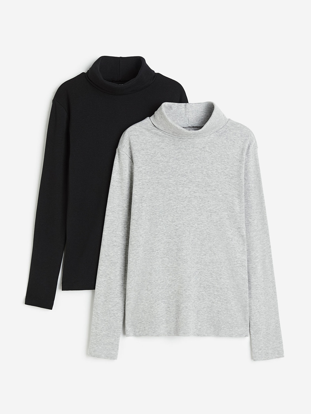 

H&M Boys 2-Pack Cotton Polo-Neck Tops, Grey