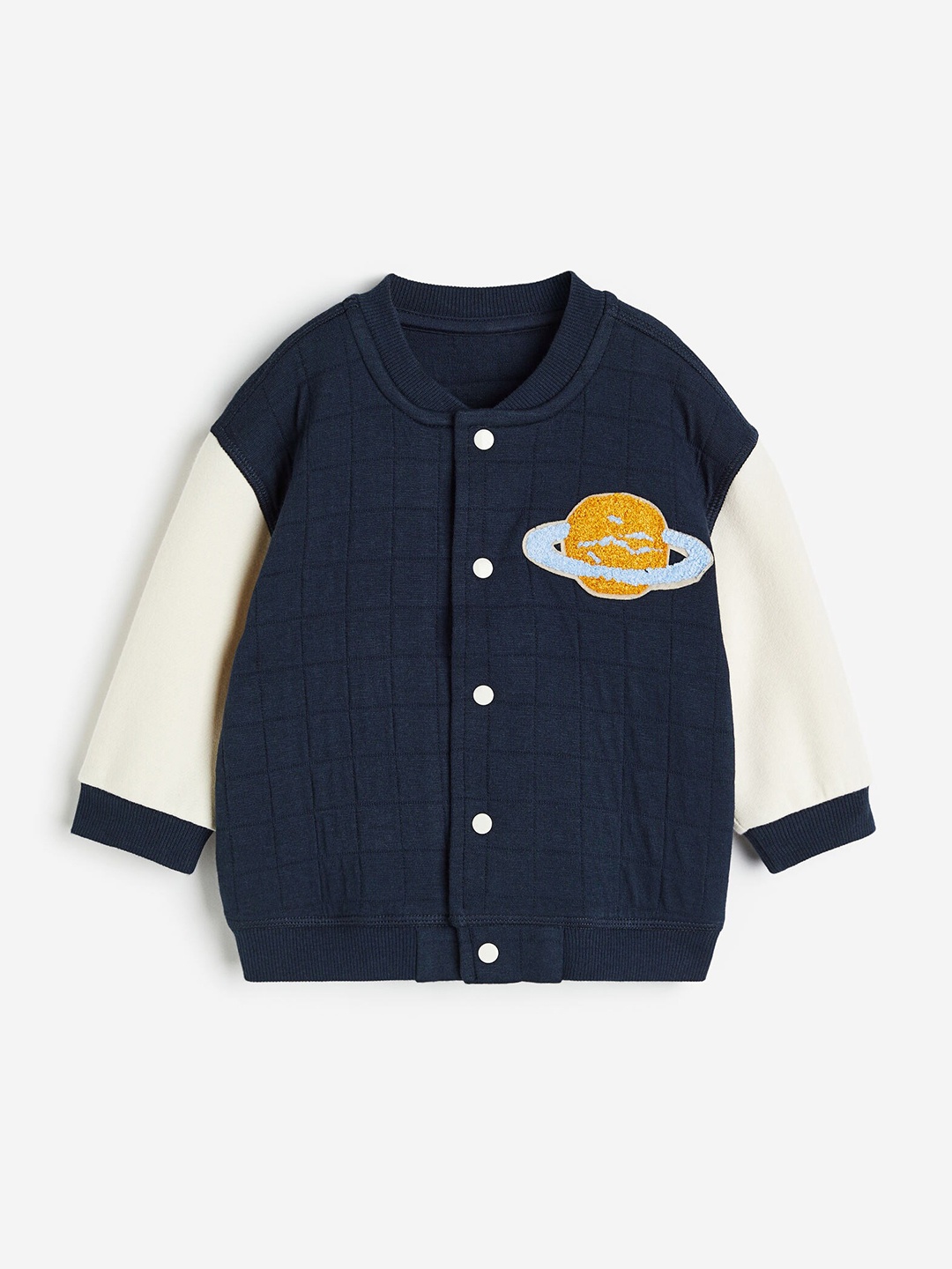 

H&M Boys Quilted Sweatshirt Cardigan, Navy blue