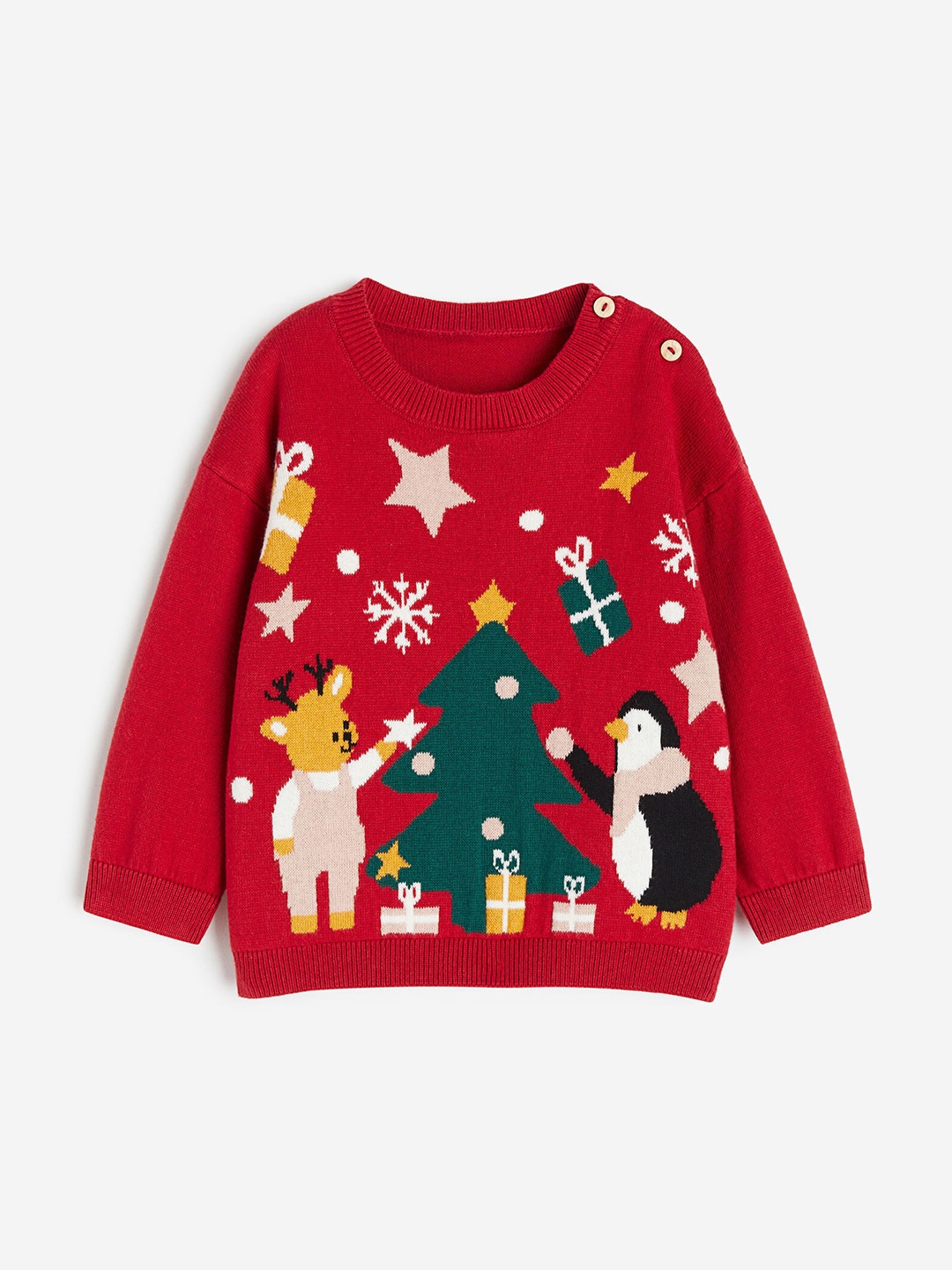 

H&M Infants Boys Jacquard-Knit Jumper, Red