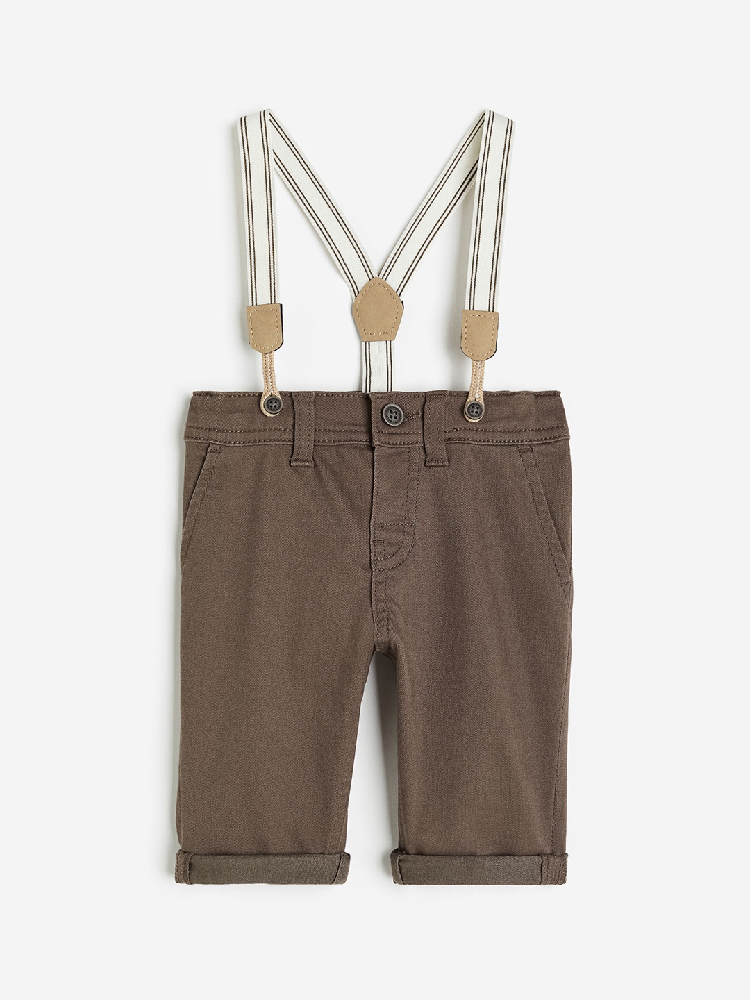 

H&M Boys Twill Trousers With Braces, Brown
