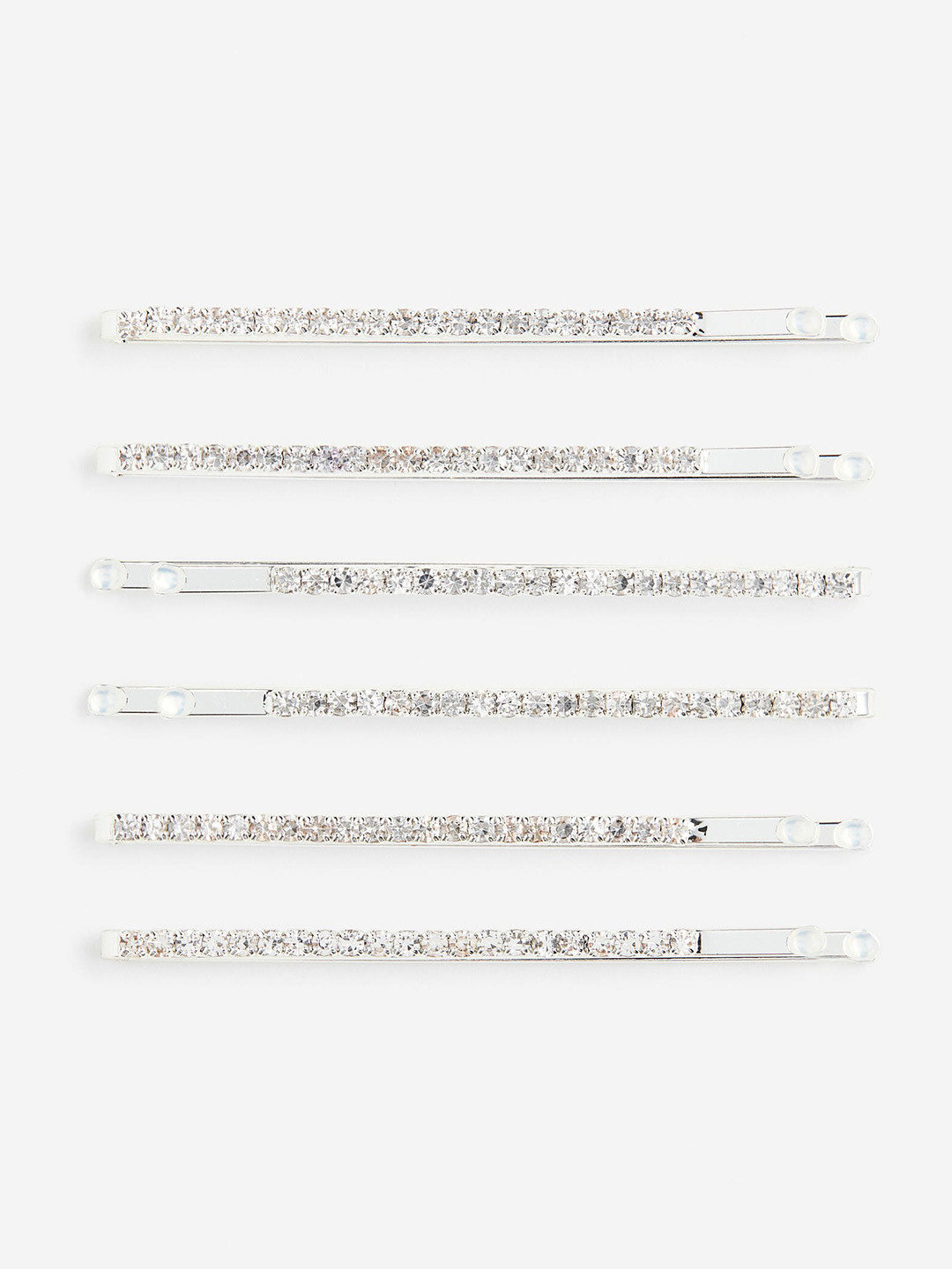 

H&M Women 6-Pack Rhinestone-Decorated Hair Grips, Silver