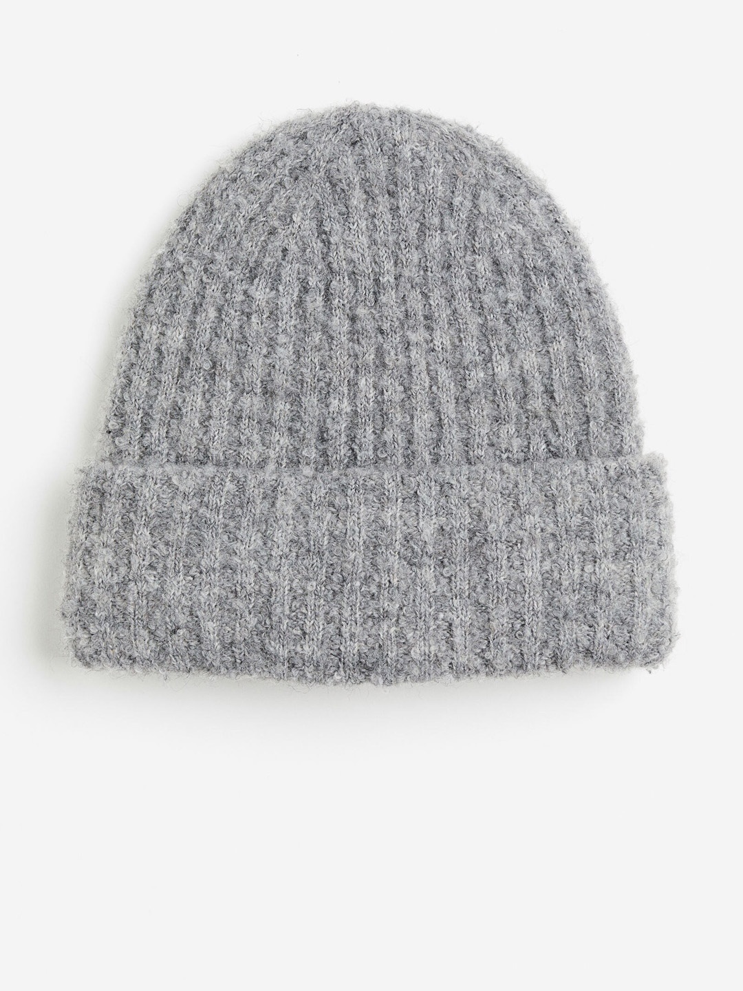 

H&M Rib-Knit Boucl Beanie, Grey