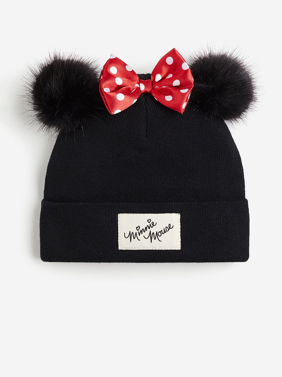 

H&M Appliqud Beanie Hat, Black