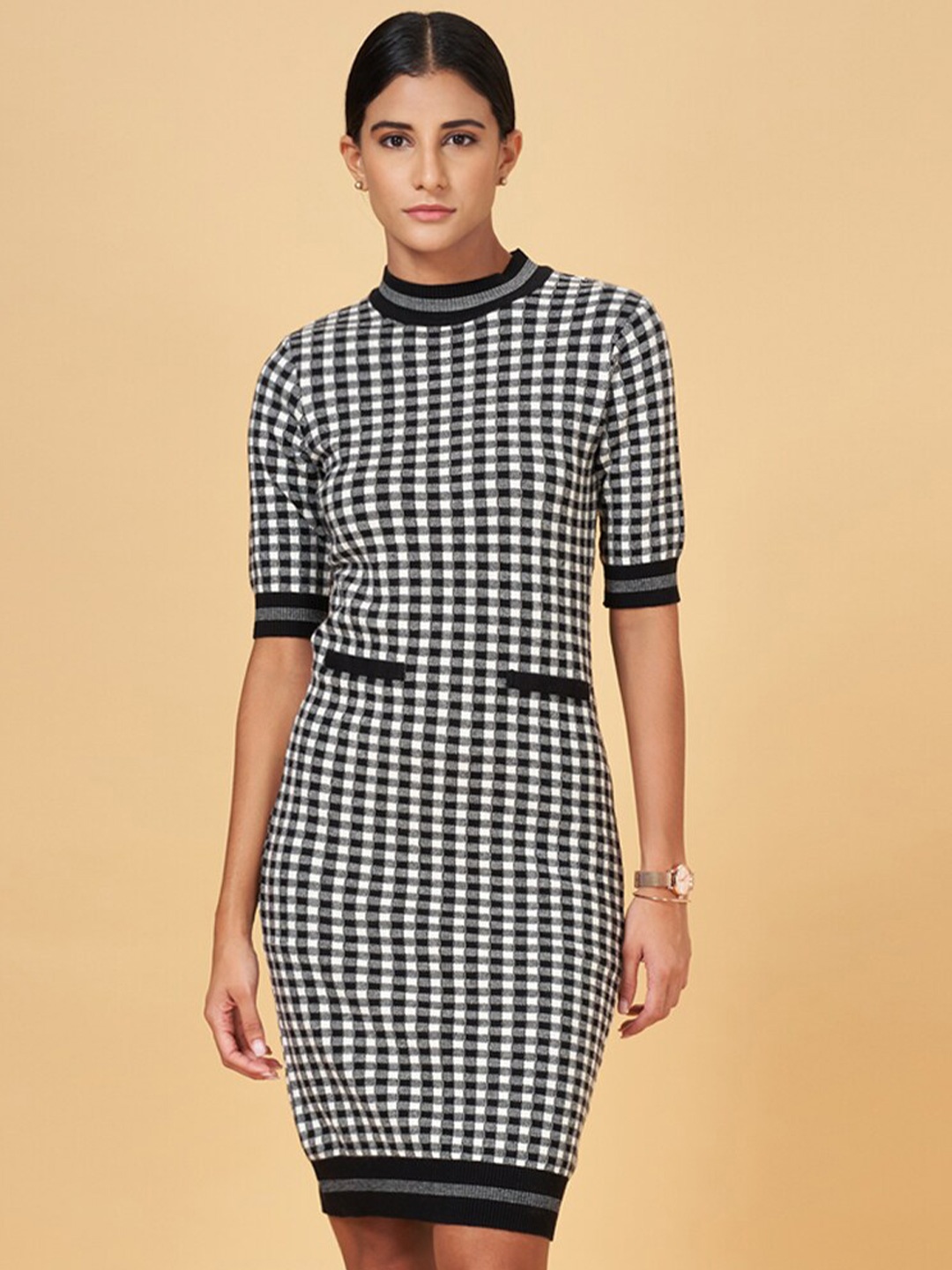 

Annabelle by Pantaloons Checked Bodycon Dress, Black