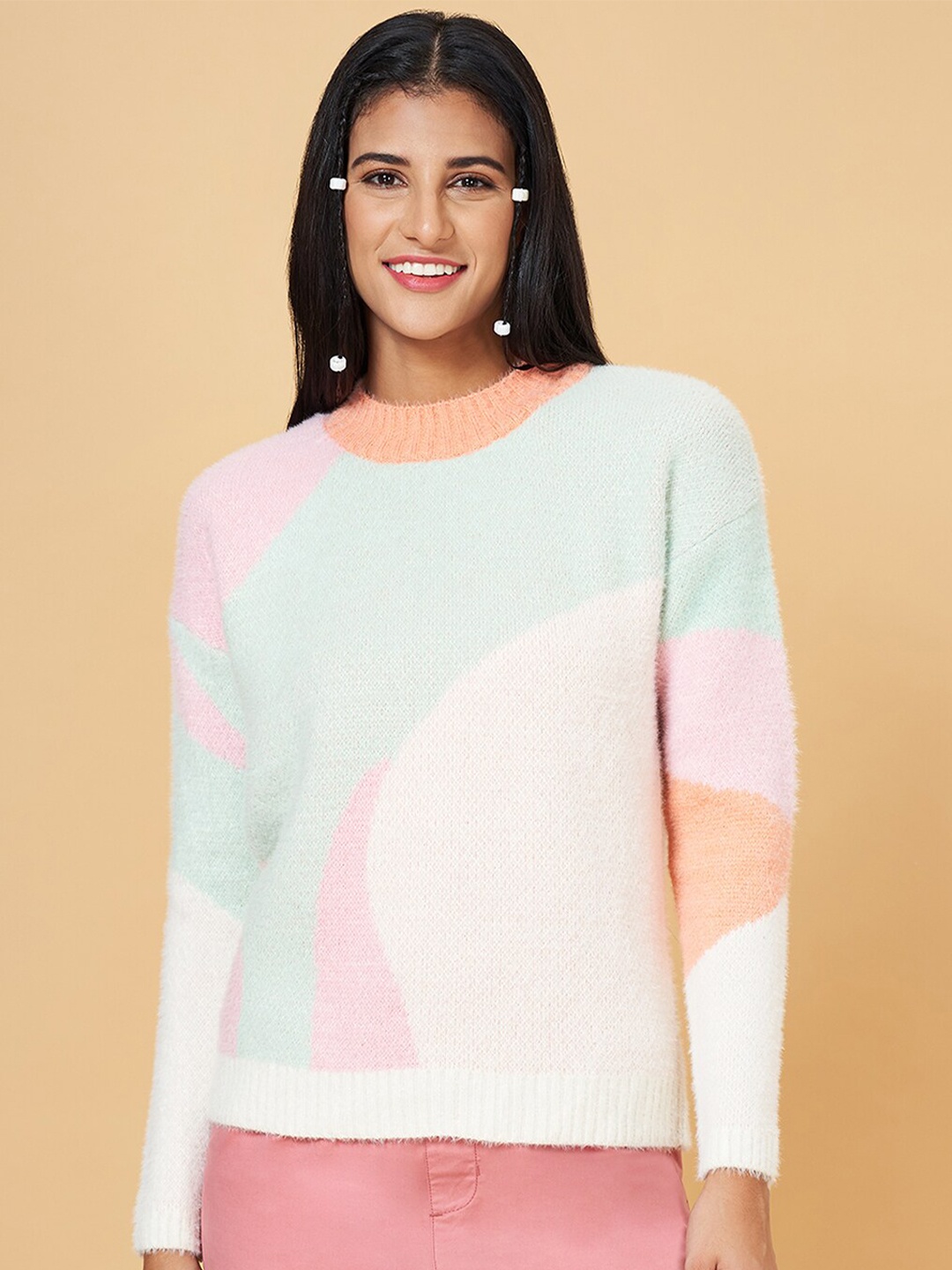 

Honey by Pantaloons Colourblocked Pullover Sweater, White