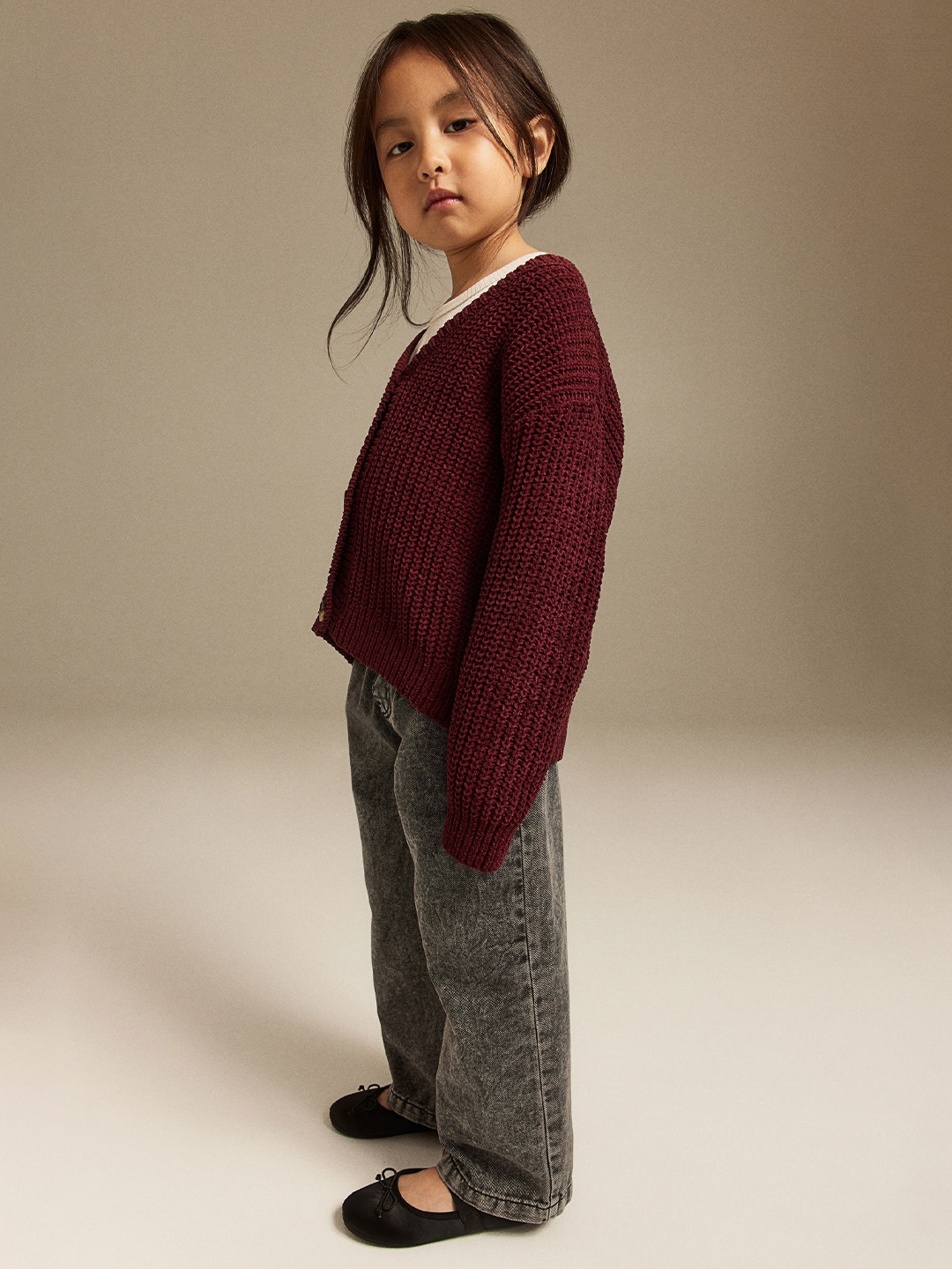 

H&M Girls Oversized Cardigan, Red