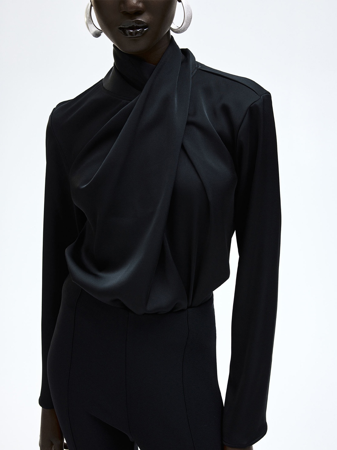 

H&M Draped Blouse, Black