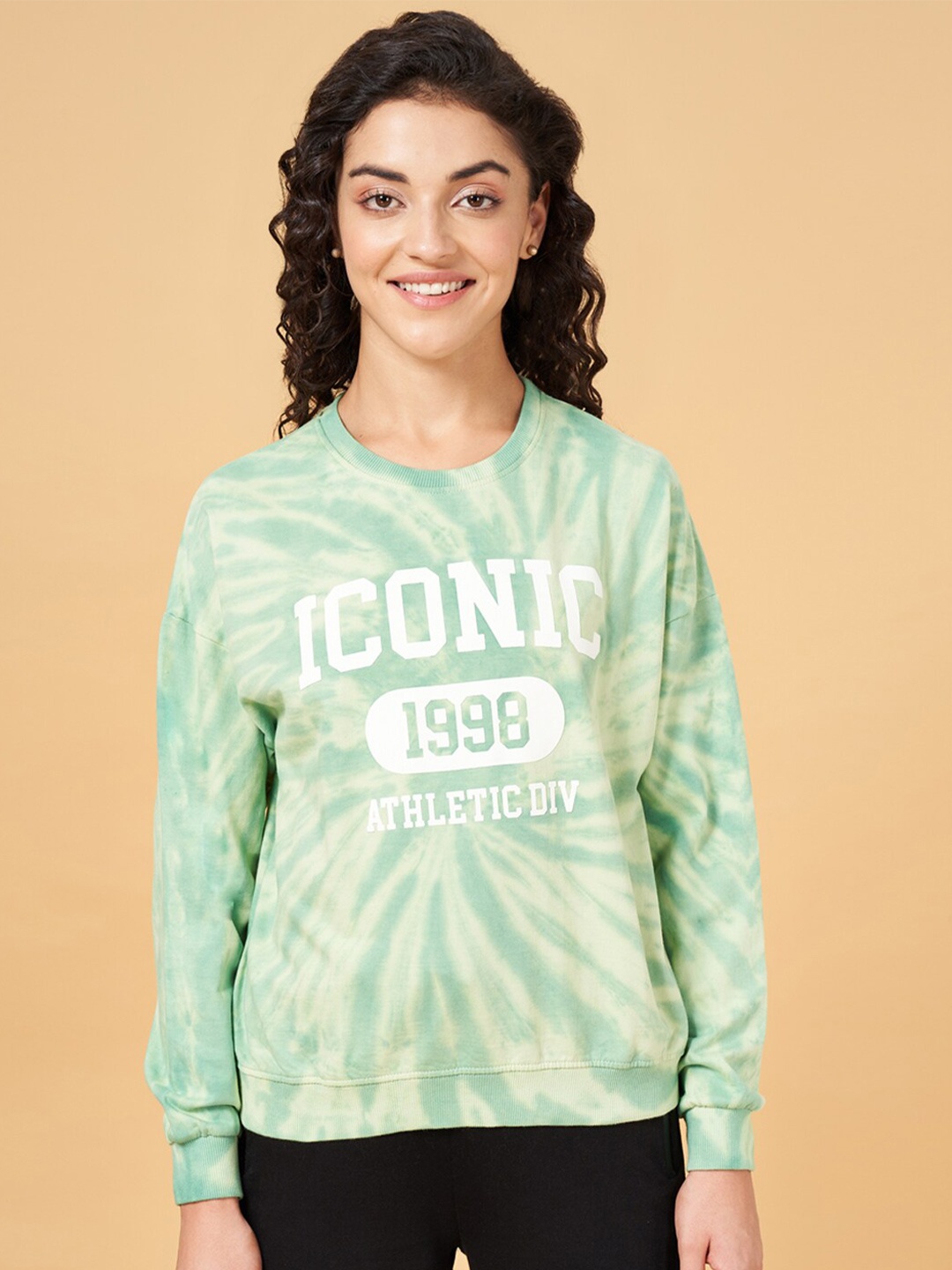 

Ajile by Pantaloons Typography Printed Long Sleeves Cotton Pullover, Green