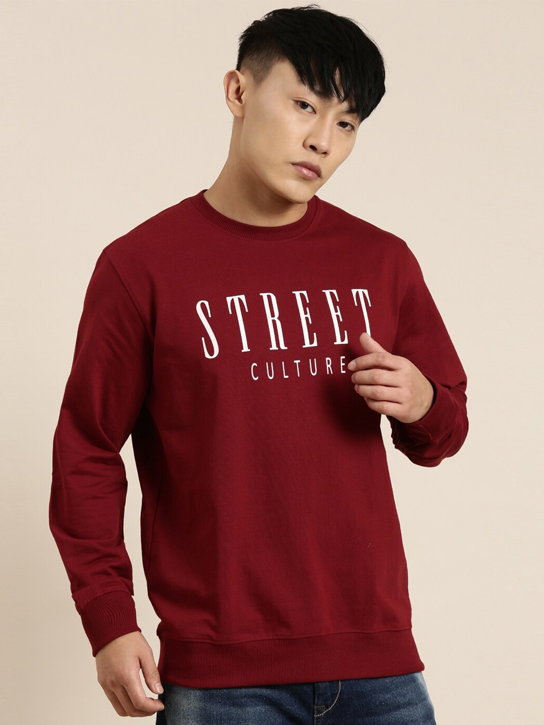 

Metronaut Printed Round Neck Sweatshirt, Burgundy