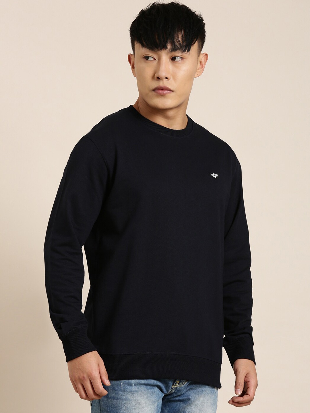 

Metronaut Men Round Neck Pullover Sweatshirt, Navy blue
