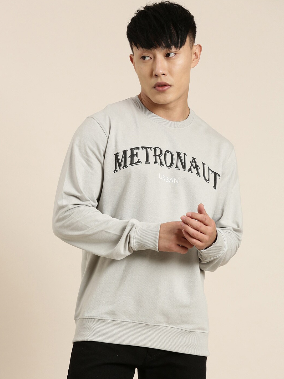 

Metronaut Typography Printed Pullover Sweatshirt, Grey