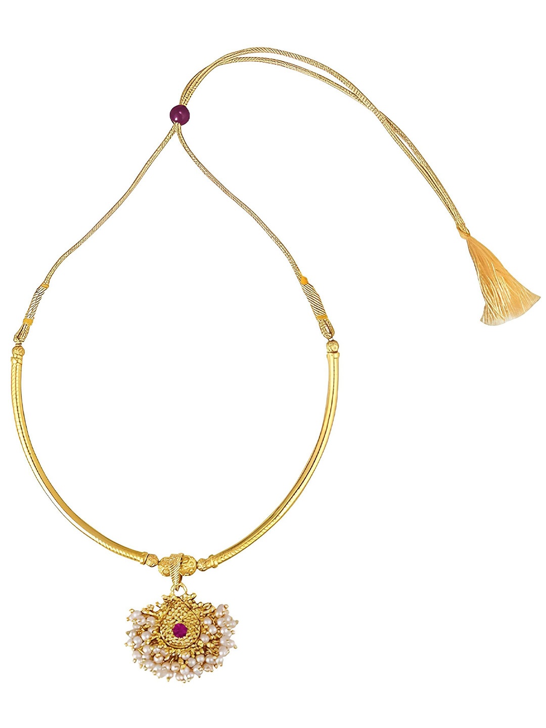 

KARISHMA KREATIONS Gold-Plated Stone Studded & Beaded Necklace