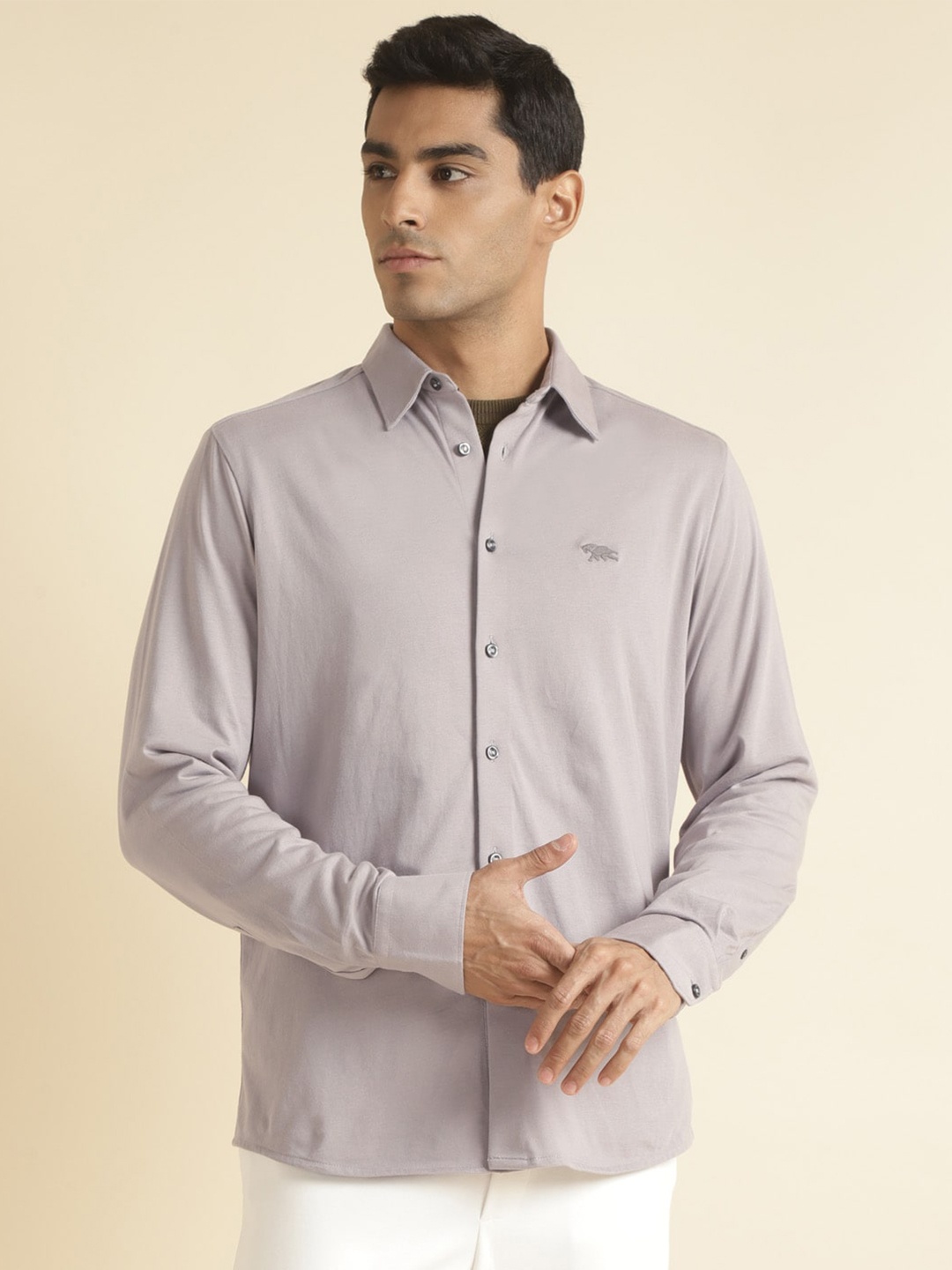 

Andamen Grey Premium Fit Opaque Cotton Casual Shirt