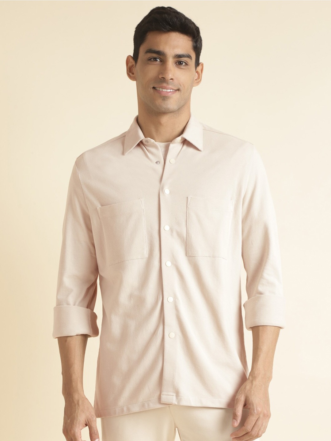 

Andamen Khaki Premium Fit Opaque Cotton Casual Shirt