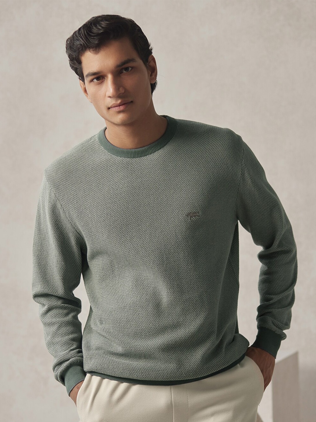 

Andamen Round Neck Cotton Pullover, Green