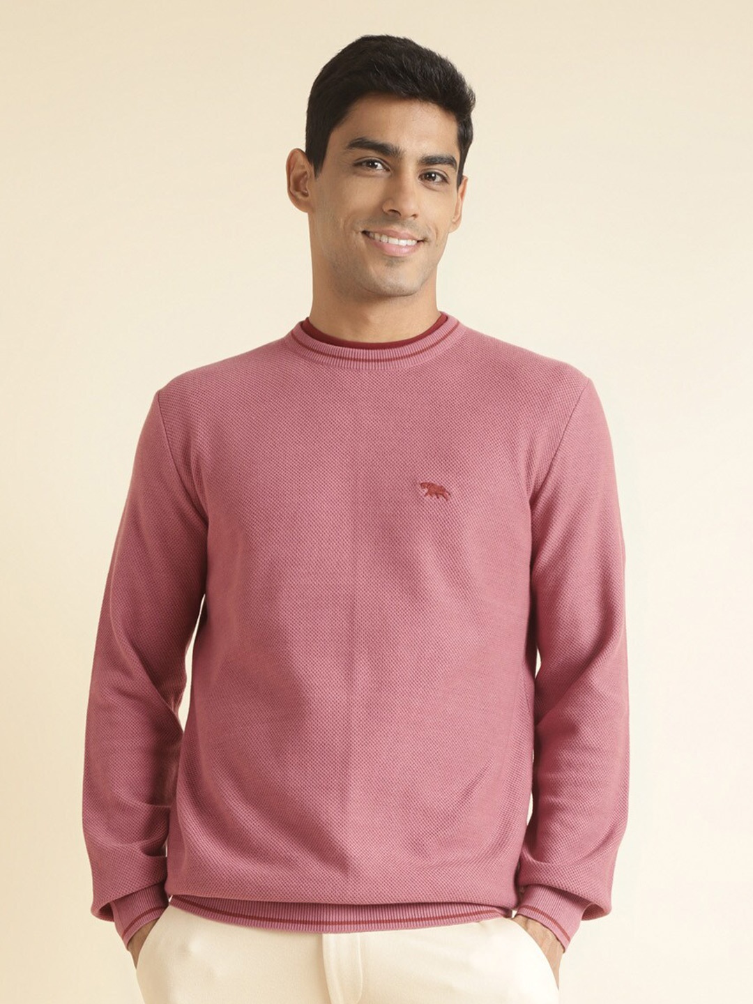 

Andamen Round Neck Cotton Pullover, Pink