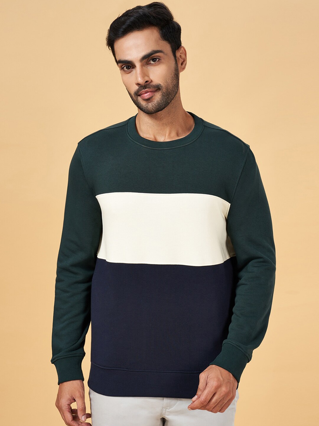 

BYFORD by Pantaloons Colourblocked Round Neck Sweatshirt, Green