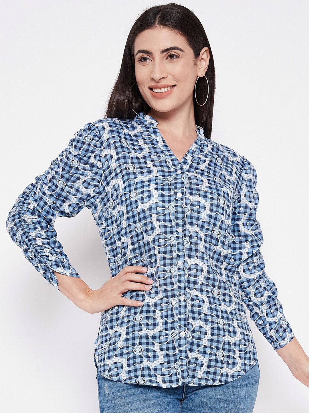 

Ruhaans Checked Classic Casual Shirt, Blue