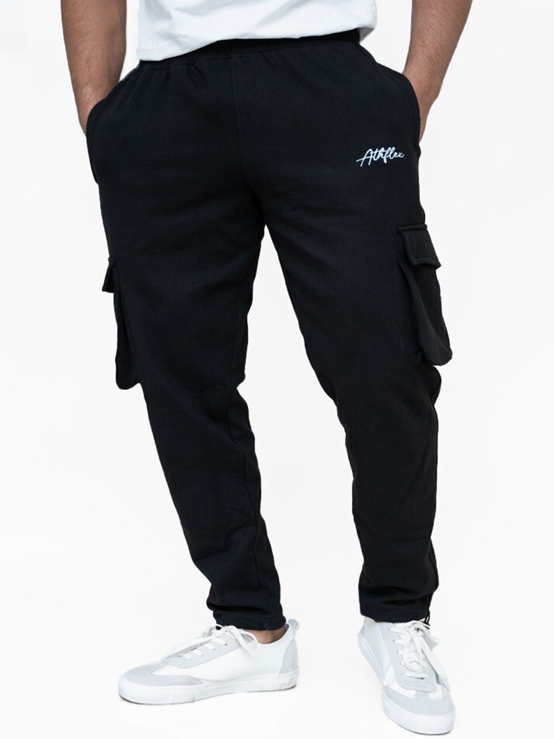 

Athflex Men Regular Fit Cargo Joggers, Black