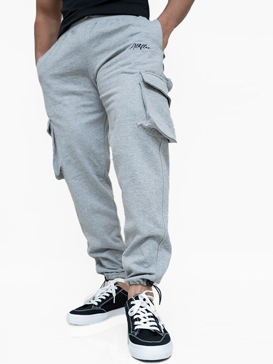 

Athflex Men Regular Fit Cargo Joggers, Grey