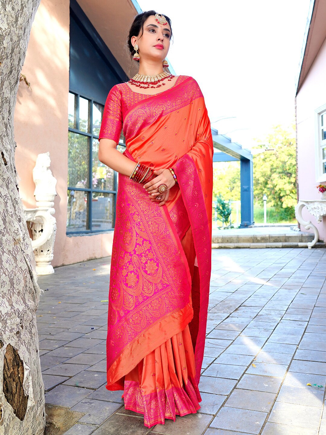 

Anouk Woven Design Zari Banarasi Saree, Orange
