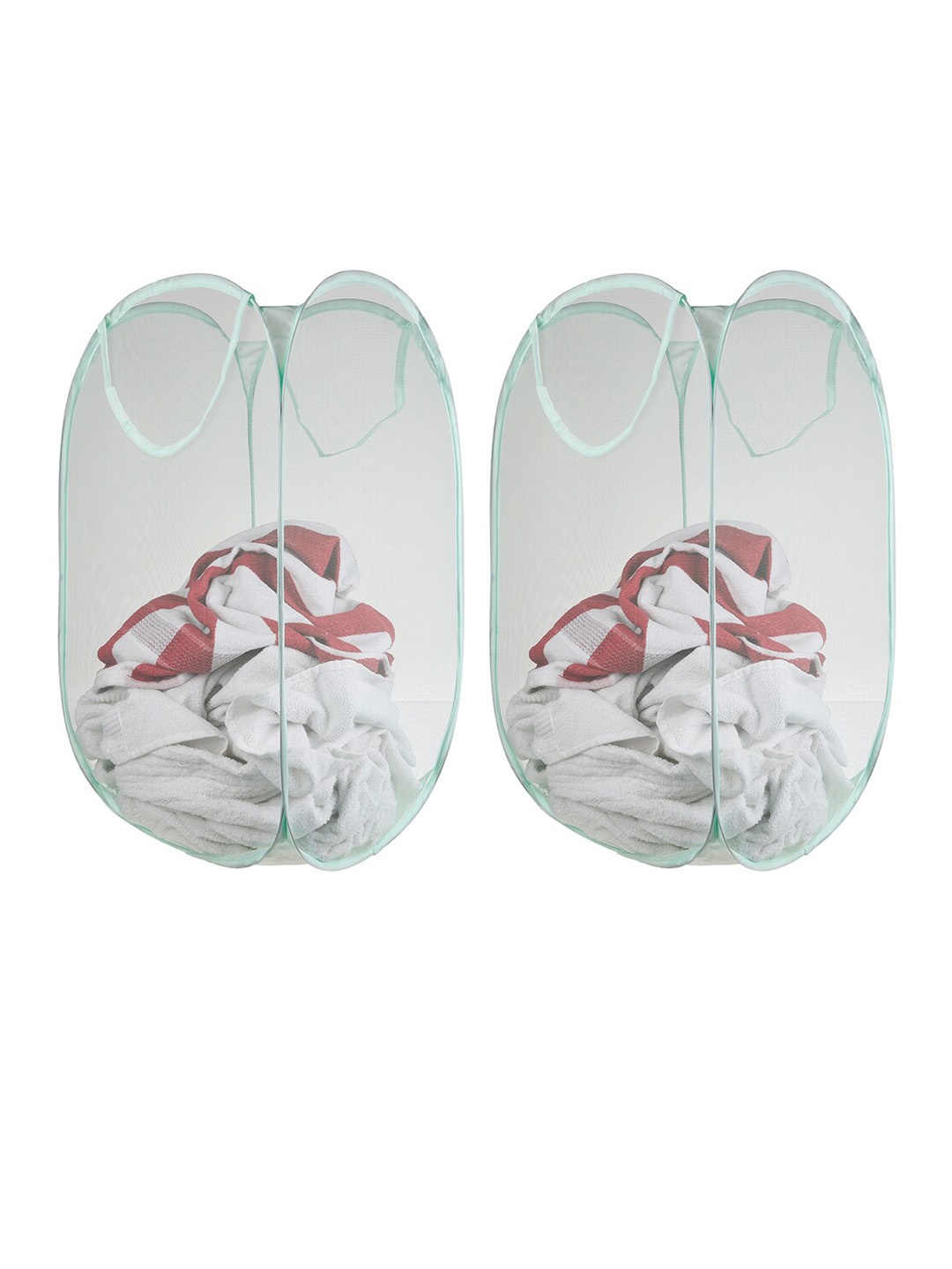 

Kuber Industries Green 2 Pieces Foldable Laundry Bags