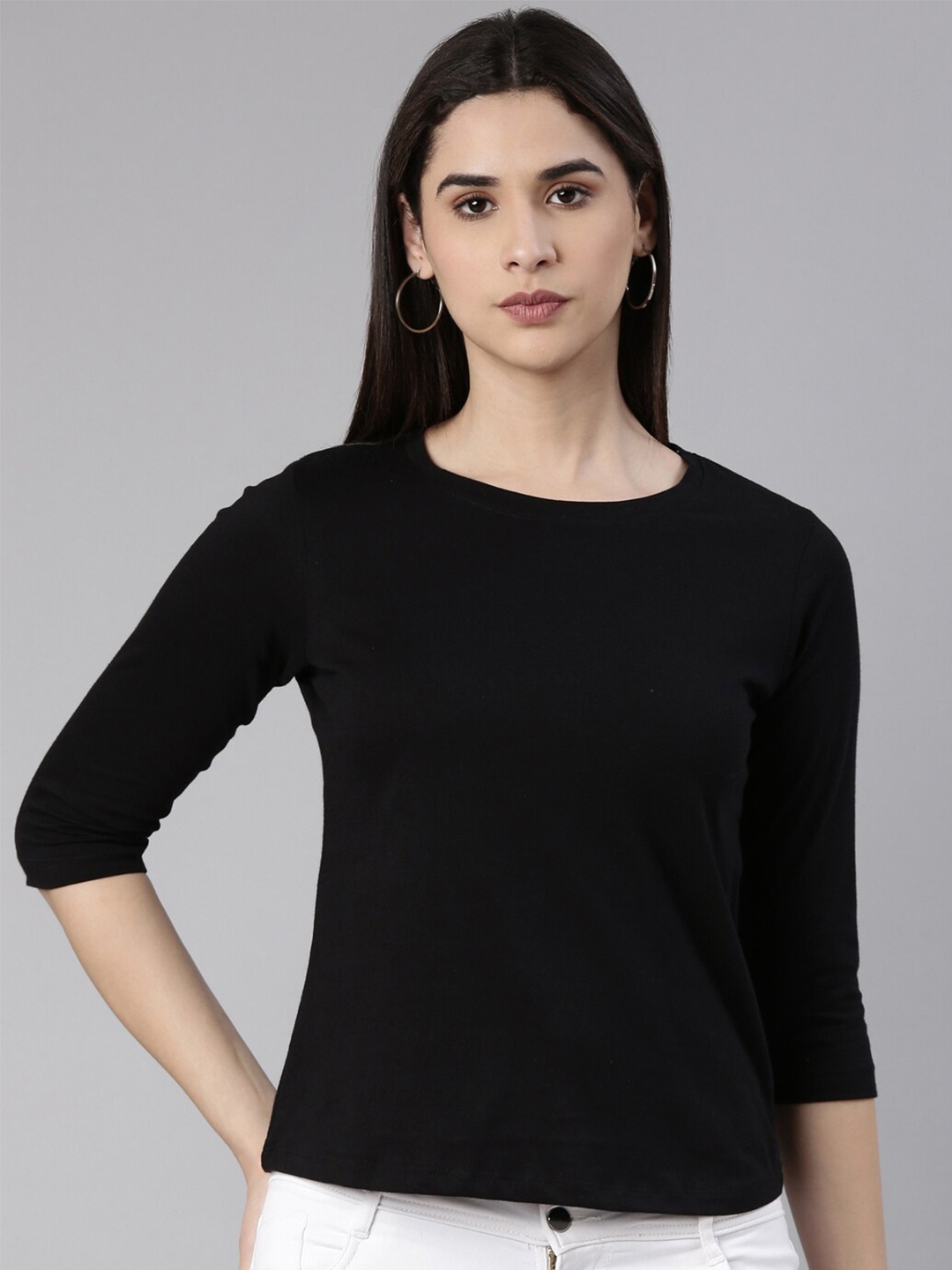 

Kryptic Round Neck Pure Cotton T-Shirt, Black