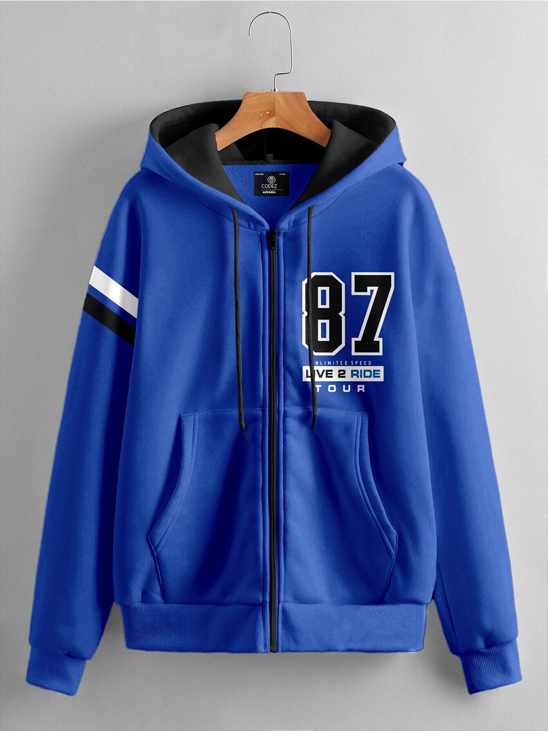 

CODEZ Boys Typography Printed Hooded Sweatshirt, Blue