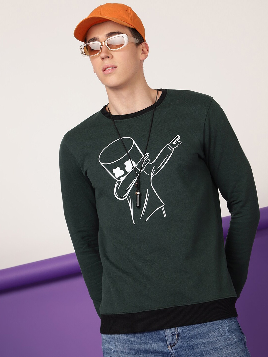 

FTX MARSHMELLO Printed Fleece Sweatshirt, Green