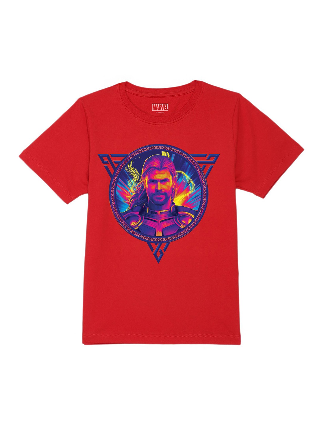 

Wear Your Mind Boys Thor Printed Round Neck Short Sleeves Cotton Regular T-shirt, Red